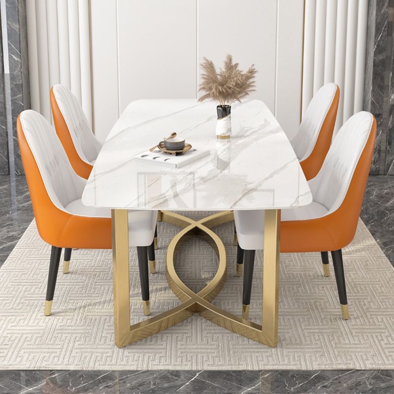 1/4/5/7 Pieces Luxurious Rectangle Dining Set Sintered Stone Top Dinette Table Set