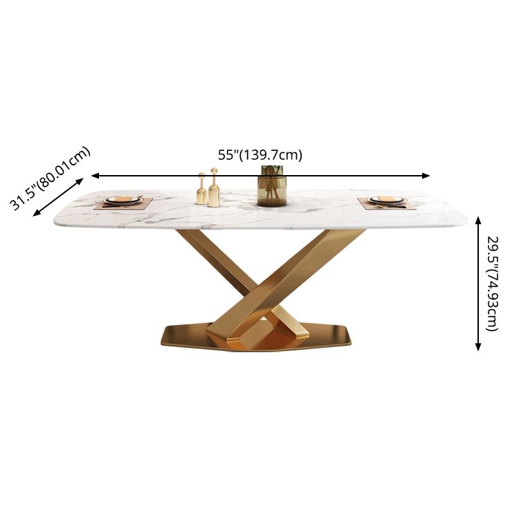 Modern Marble Table Set of 5/7 with Rectangle Table Dining Set with PU Leather Chairs