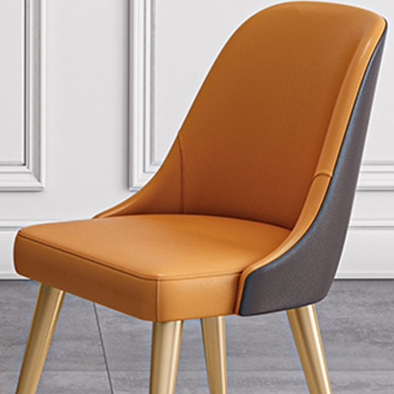 Silla de comedor sin brazos con respaldo sólido de diseño escandinavo, sillas de comedor de cuero PU