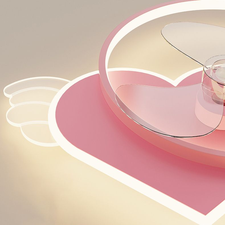 3-Blade Children Ceiling Fan LED Pink Fan with Light for Bedroom