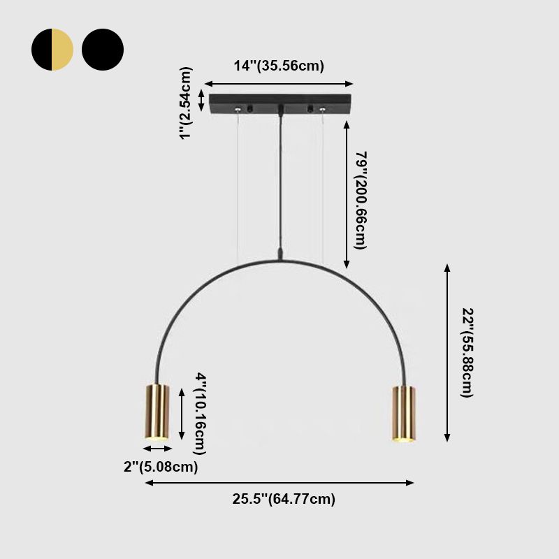 Lampadari cilindrici Isola Luci a sospensione Luci a sospensione contemporanea per il metallo dell'isola da cucina