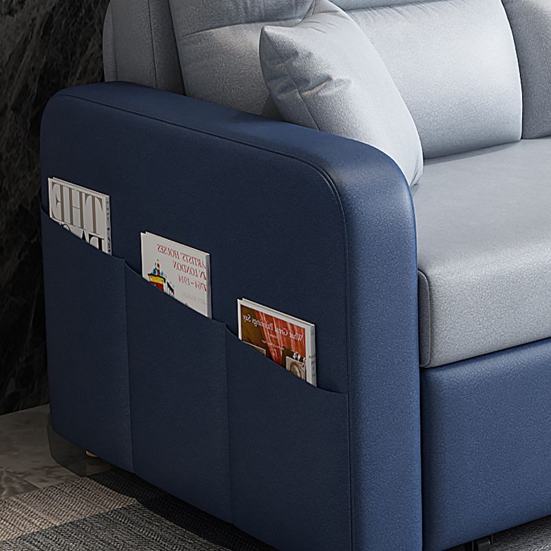 Faux leather Sofa Bed Square Arm Sleeper Sofa, 32.28" Wide in Blu