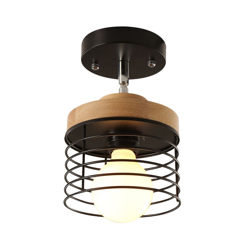 Iron Drum Cage Flush Sofiling Light Ronabile 1 Luce semplice Simple elegante Lampada per balcone