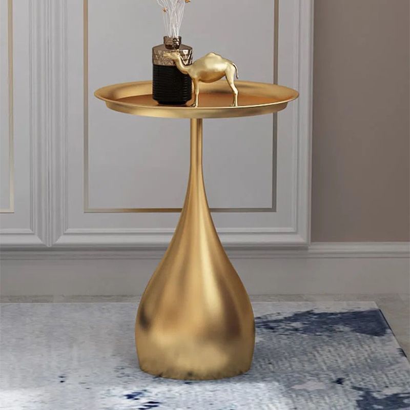 Round Metal/Marble End Table 13.78"/15.75" Wide Pedestal Side Table