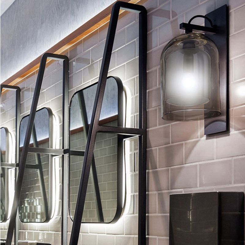 Cylinder Shape Glass Vanity Lamp Industrial Style 1 Light Vanity Light Fixture