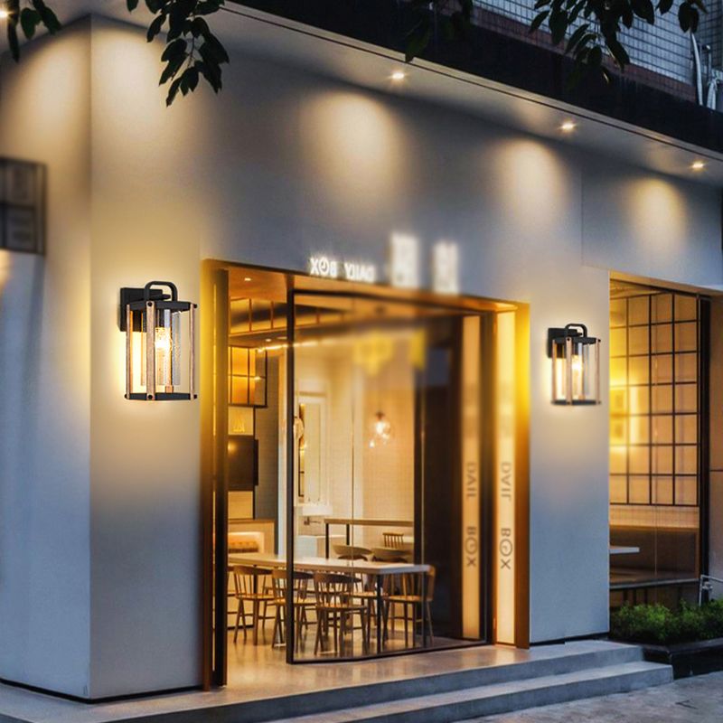 Industrial Metal Wall Light Cage Shape 11.5" High Wall Sconce with Glass for Outdoors