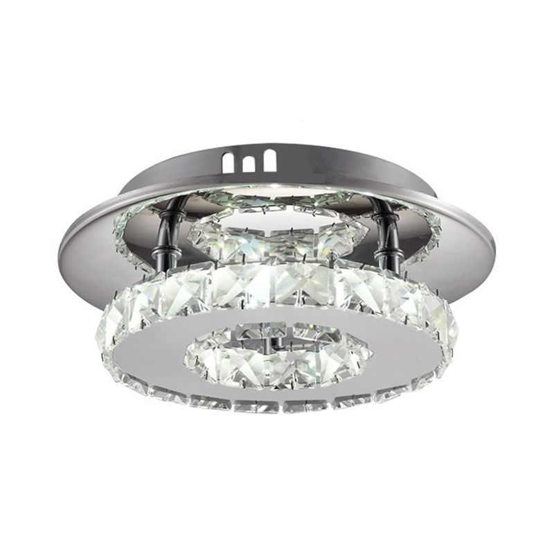 Circulaire Semi-Flush Light Luxury Clear / Amber Crystal LED Fixture du plafond intérieur Fixture en Neutre / Warm/White/3 Couleur