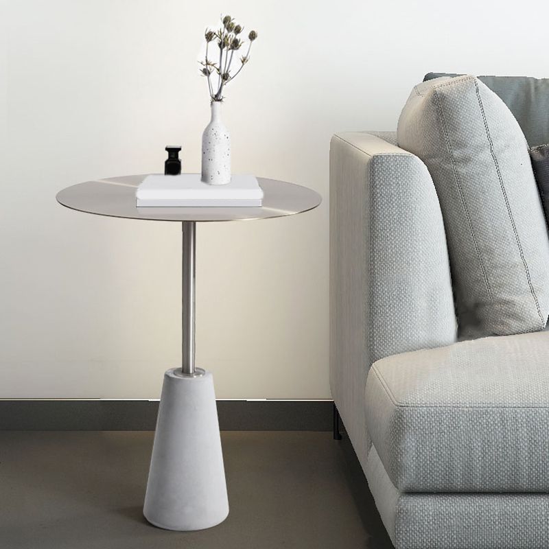 Round Stainless Steel Coffee Table Pedestal 1 Single Cocktail Table