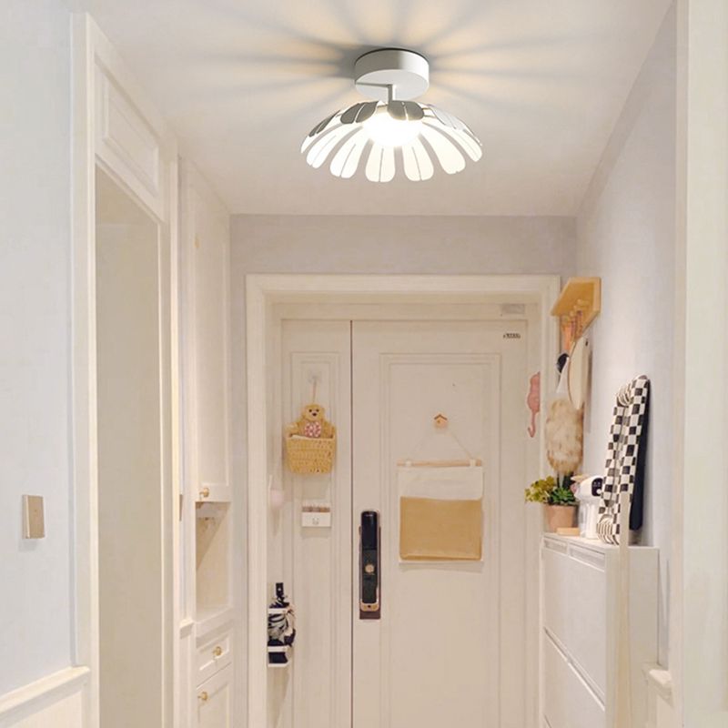 Metal and Acrylic Semi Flush in Black / White Flower Shape LED Ceiling Semi Flush