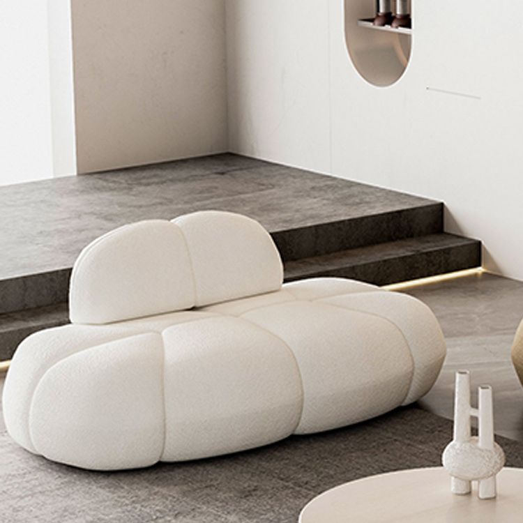 Contemporary Armless Sofa Wool Cloud-Shaped Seating in Cream