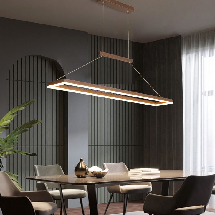 Modern Minimalist Rectangle Island Light Metal LED Restaurant Pendant Lighting for Living Room