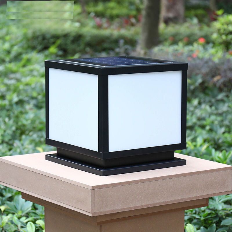 Nordic Style Acrylic Shade Outdoor Light Solar Energy Pillar Lamp for Outdoor