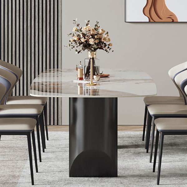 Metal Modern Rectangle Dining Table Sintered Stone Table for Dining Room and Kitchen