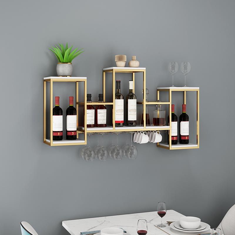 Metal Wall Mounted Wine Rack 7.8"W Wine Rack with Stemware Holder