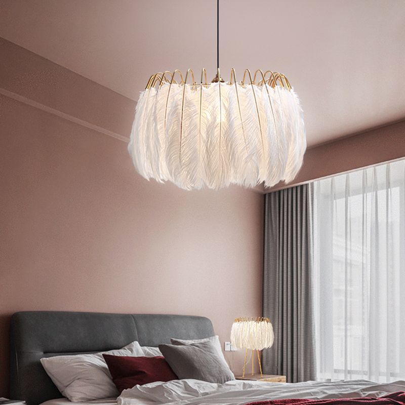 Moderner Stil Feder Kronleuchter Anhänger Lichtdecke hängende Licht für Schlafzimmer