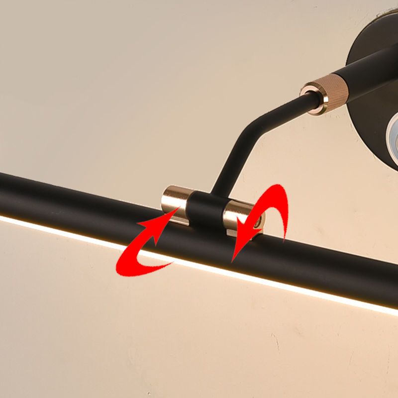 Linear Vanity Light Modern Metal Single Light LED Mirror Light for Bathroom in Black