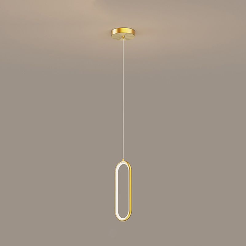 Oval Shape Metal Hanging Light Modern Style 1 Light Hanging Light Fixtures