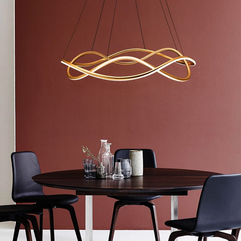 Waving Chandelier Pendant Lights Modern Metal Chandeliers in Gold Finish