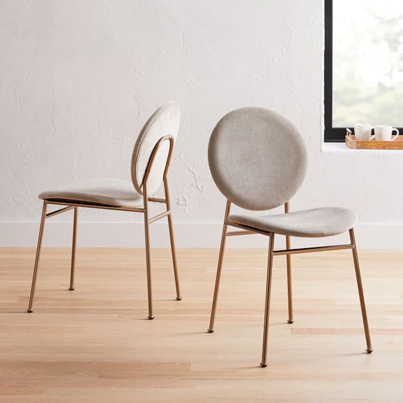 Metal Legs Dining Chairs Fabric Armless Dining Side Chair for Home