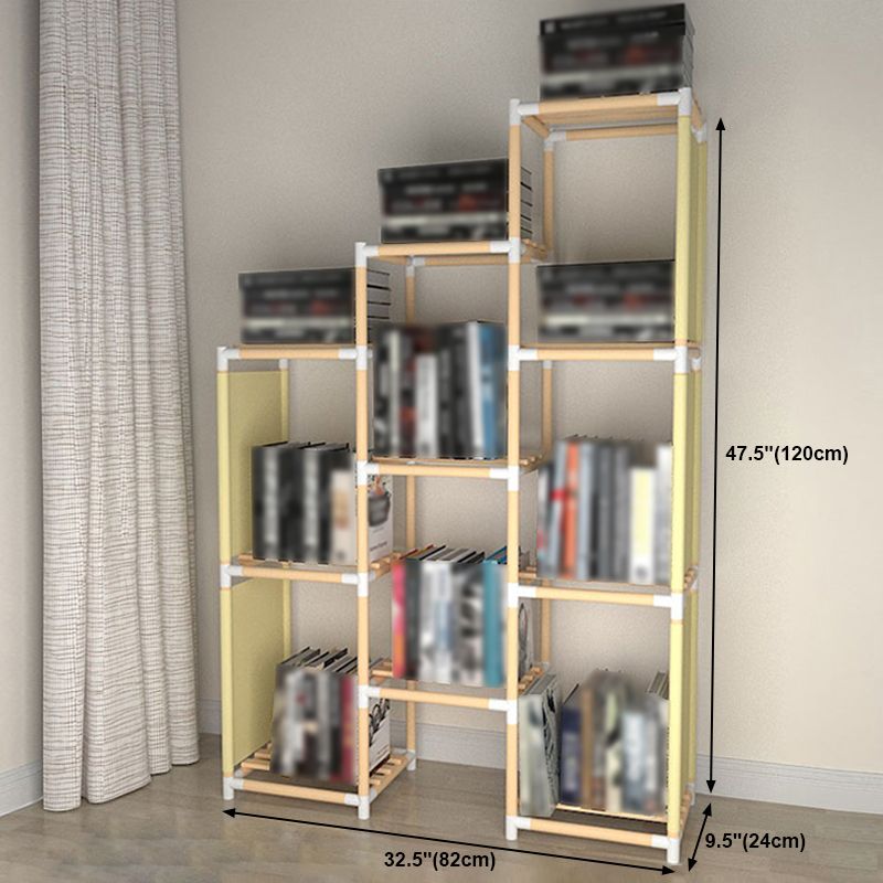 Contemporary Style Bookshelf Open Back Solid Wood in Natural Book Shelf