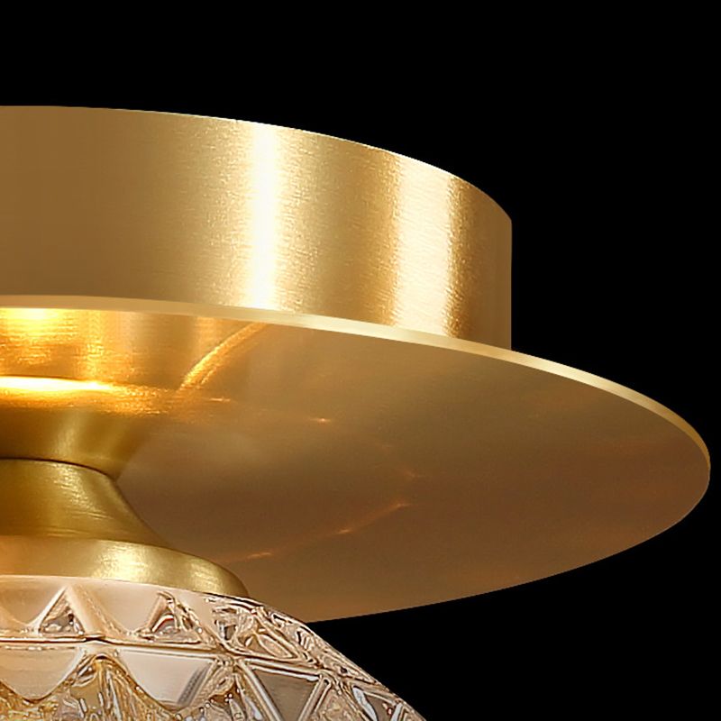 Luminaire de plafond de chambre à coucher sphérique cristal 1 tête minimaliste encastré or