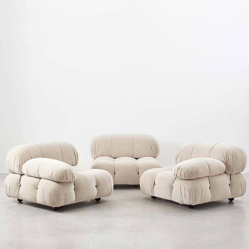 Tufted Cream 2-3-Seater Sofa Contemporary Pillow Top Arm Sofa