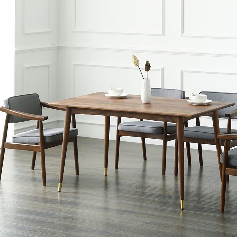 Rectangle Luxury Dining Table Wood Color Fixed Table with Pinewood Solid Wood