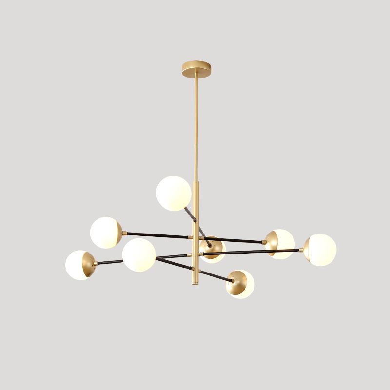 Postmodern Multi Head Chandelier Light Fixtures Metal and Glass Hanging Chandelier for Cafe