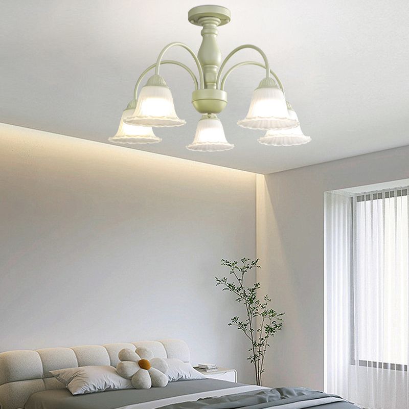 Modern Ceiling Lamp Metal Flush Mount Light Fixture with Glass Shade for Bedroom