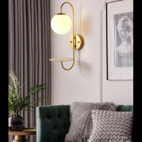 Modern Glass Wall Sconce Lighting Metal Gooseneck Wall Light for Bedroom