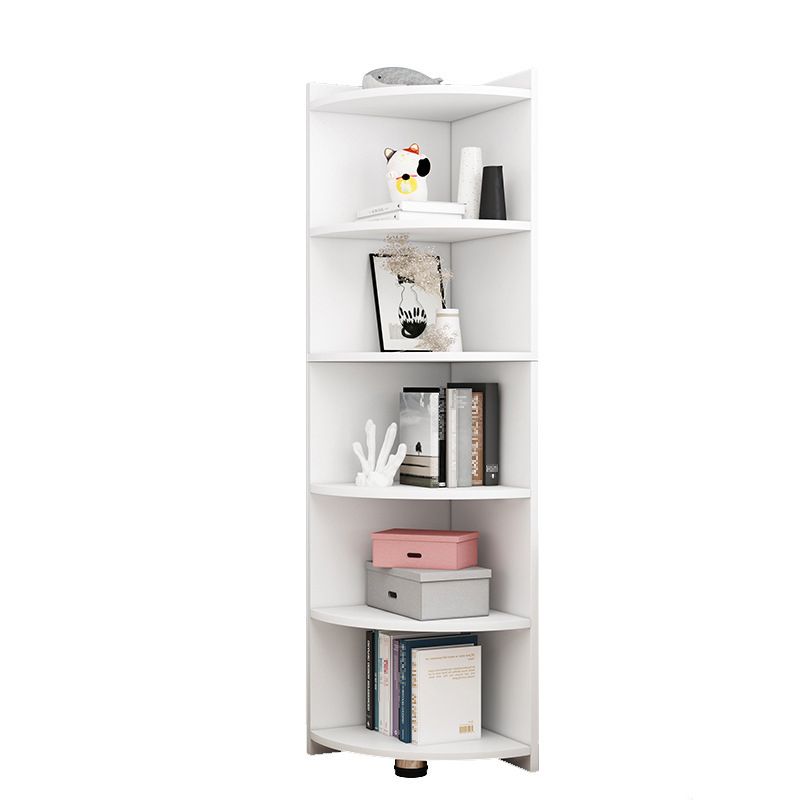 Modern Corner Closed Back Shelf Bookcase Engineered Wood Bookshelf with Cabinets