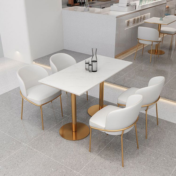 Silla de comedor escandinava de metal para comedor, silla sin brazos amortiguada con respaldo