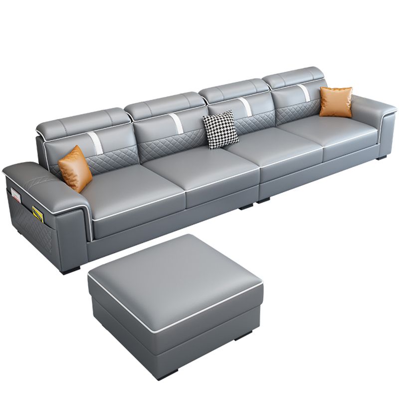 Pillow Top Arm Sofa 35.43" High Faux Leather Sofa Stain Resistant