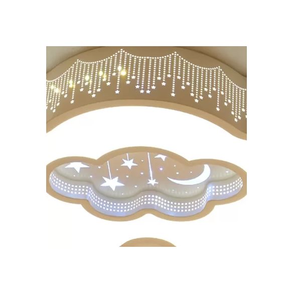 Plafonnier étoilé moderne avec nuage en métal acrylique, plafonnier blanc pour salle d'étude