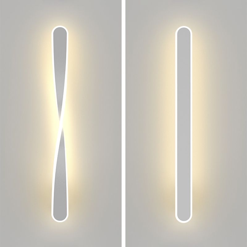 LED Line Shaped Wall Mount Light Fixture Postmodern Style Metal Wall Sconce