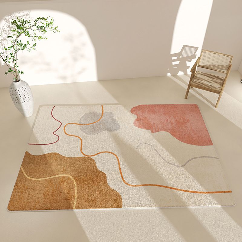 Dark Green Rug Polyester Color Block Rug Non-Slip Backing Rug for Living Room