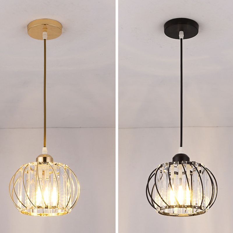 7.5 Inches Wide Mini Crystal Hanging Light with Metal Wire Design Modern Lighting Fixture for Hallway Aisle