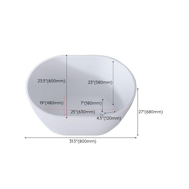Modern Oval Soaking Bath Tub Freestanding Acrylic-Fiberglass Bath Tub