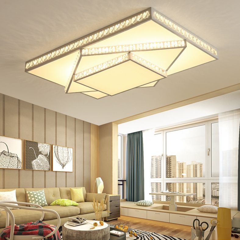 Stagger Geometric LED Ceiling Light in Modern Creative Style Crystal Flush Mount with Acrylic Shade