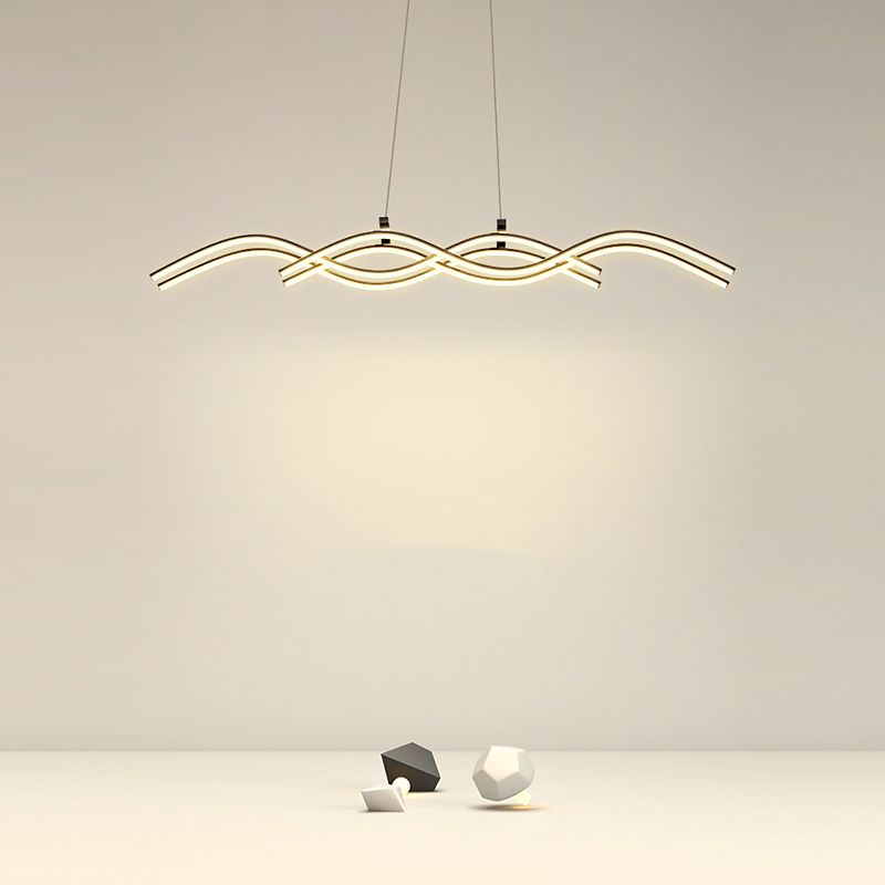 Ideas de iluminación de la isla de forma lineal de estilo moderno metal 4 colgantes de la isla ligera