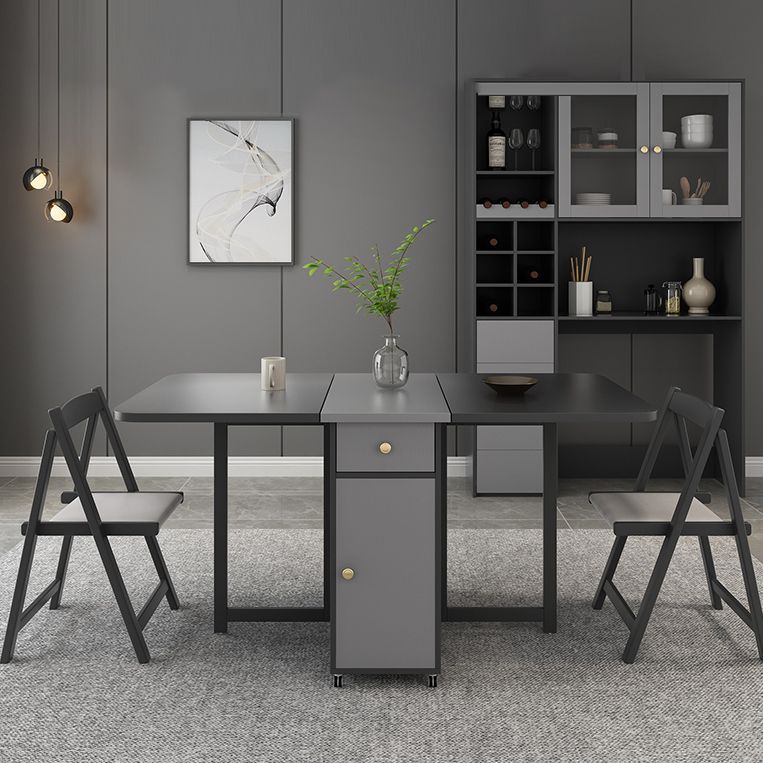 Modern Style Traditional Height Dining Set with Drop Leaf Table and Trestle Base for Home Use