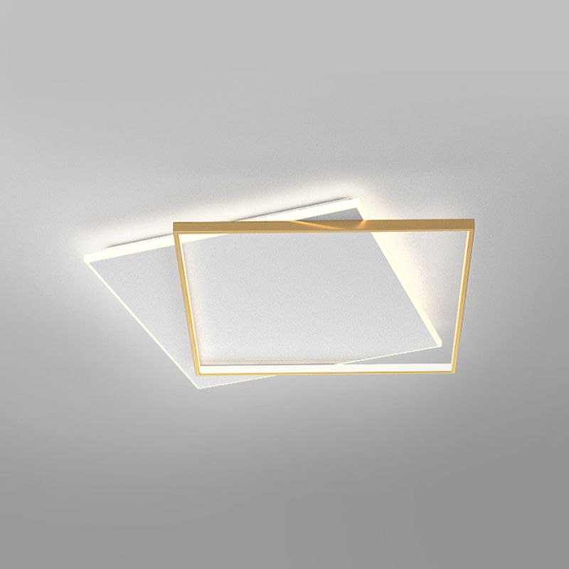 Modern Minimalist LED Ceiling Light Lacquered Iron Square Flush Mount with Acrylic Shade