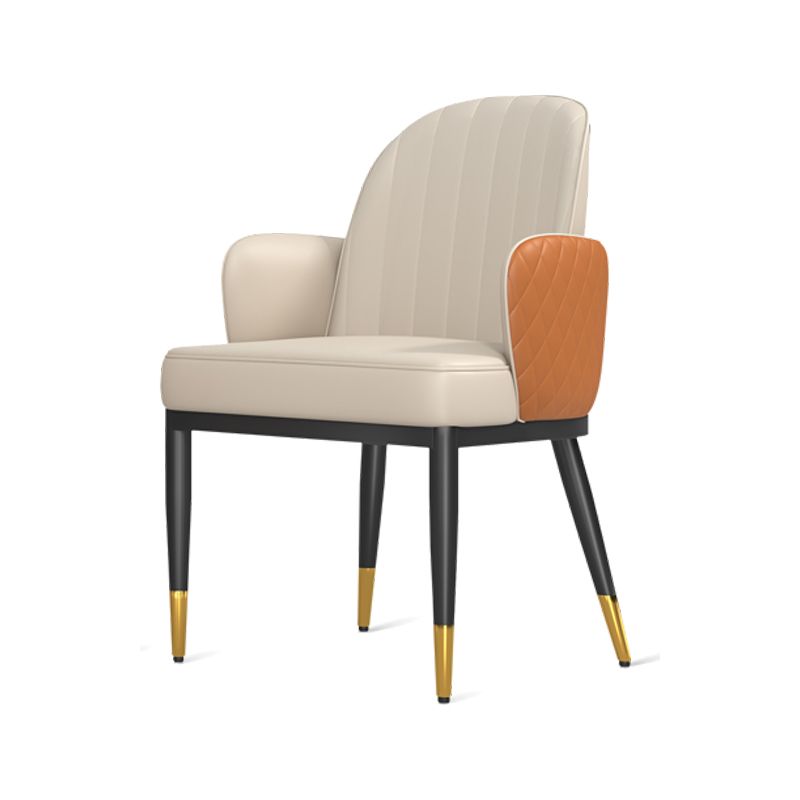Minimalist Style Solid Back Dining Side Chairs Leather Dining Chairs for Kitchen