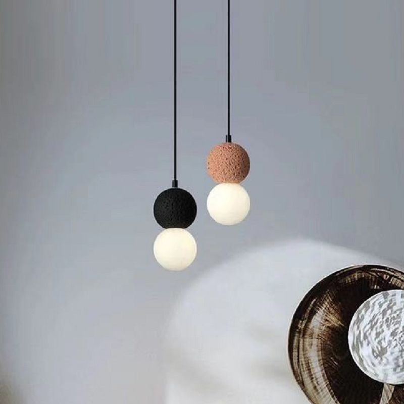 Globe Glass Pendant Light in Modern Creative Style Cement Single Hanging Lamp for Dining Room