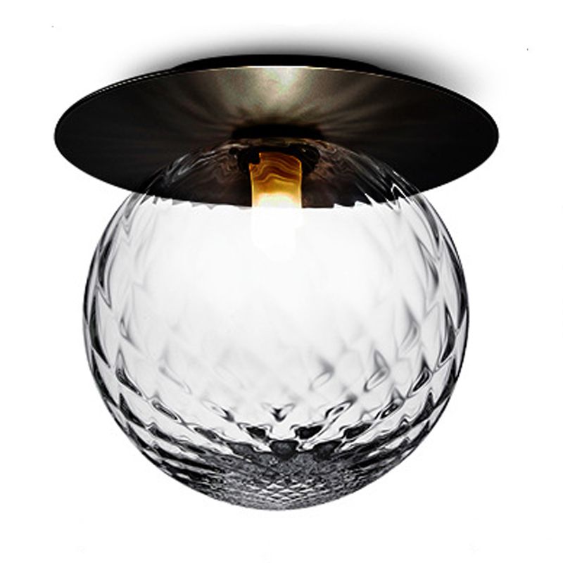Lámpara de techo con forma de bola, hierro moderno, 1 luz, montaje empotrado con pantalla de cristal para pasillo