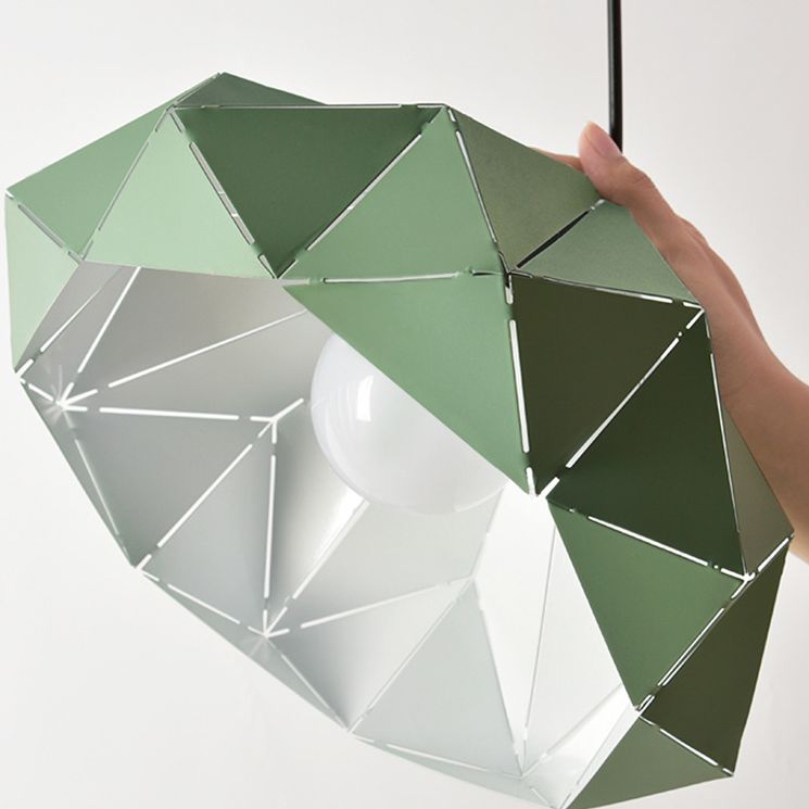 Geometric Shape Metal Hanging Lamp Nordic Macaroon Style 1-Light Pendant for Kitchen Bedroom