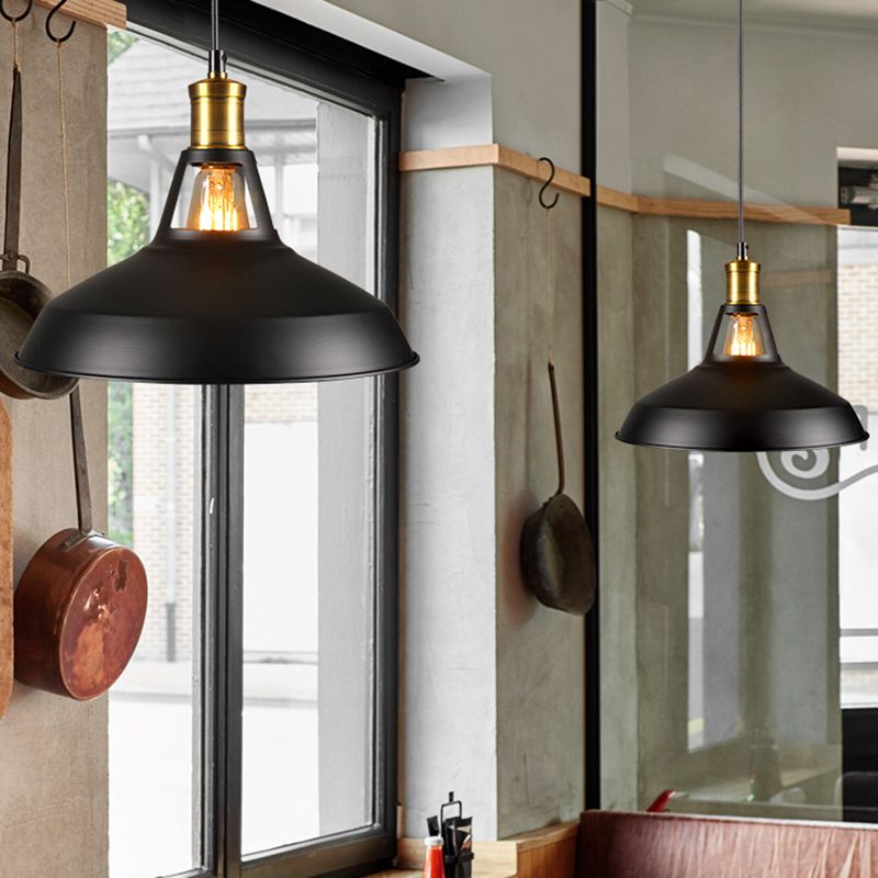 Shaded Restaurant Pendant Lighting Fixture Industrial Style Metal Hanging Light Kit