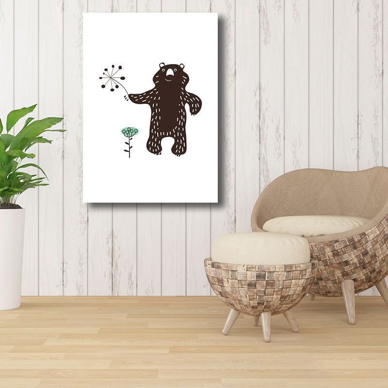 Multicolored Cartoon Animal Canvas Minimalism Decorative Wall Art Print for Kids Room