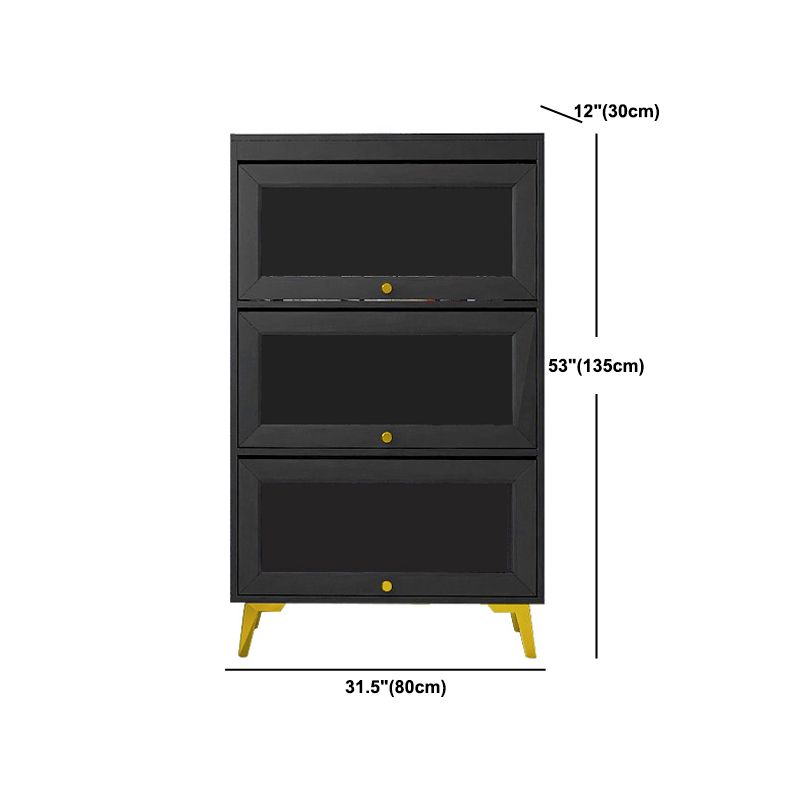 Modern 11.81" W Wooden Side Cabinet with Glass Doors in Black