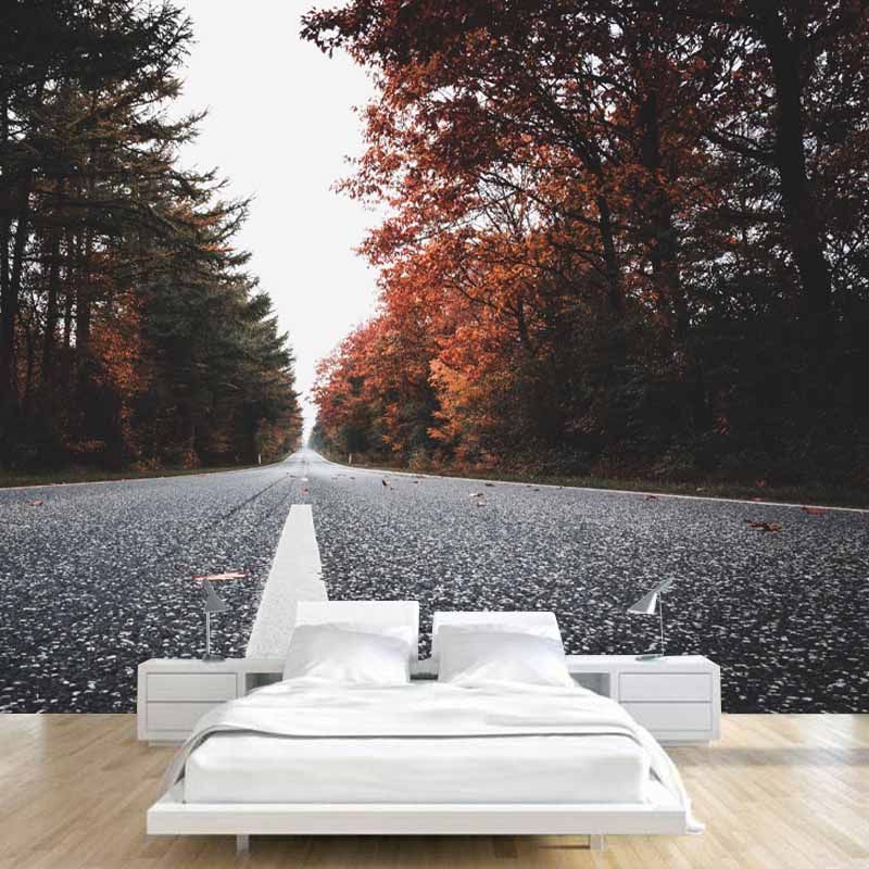 Mildew Resistant Road Wall Mural Wallpaper for Guest Room Decoration
